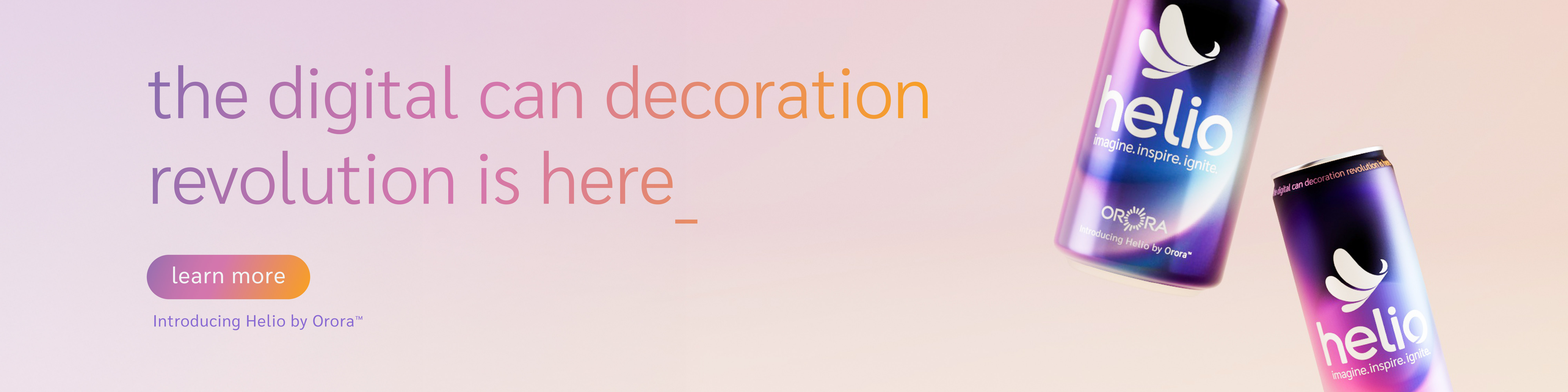 Helio by Orora™ footer visual highlighting innovation in beverage packaging and decoration