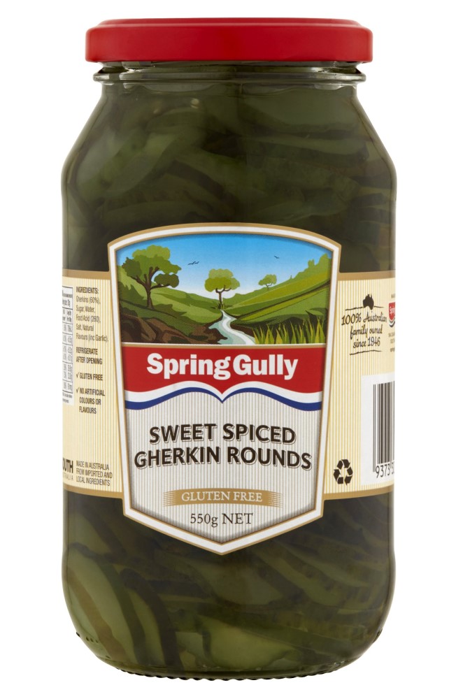 Spring Gully Foods Sweet Spiced Gherkin Rounds