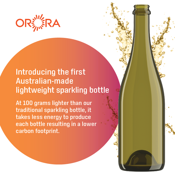 Orora first lightweight glass sparkling wine bottle