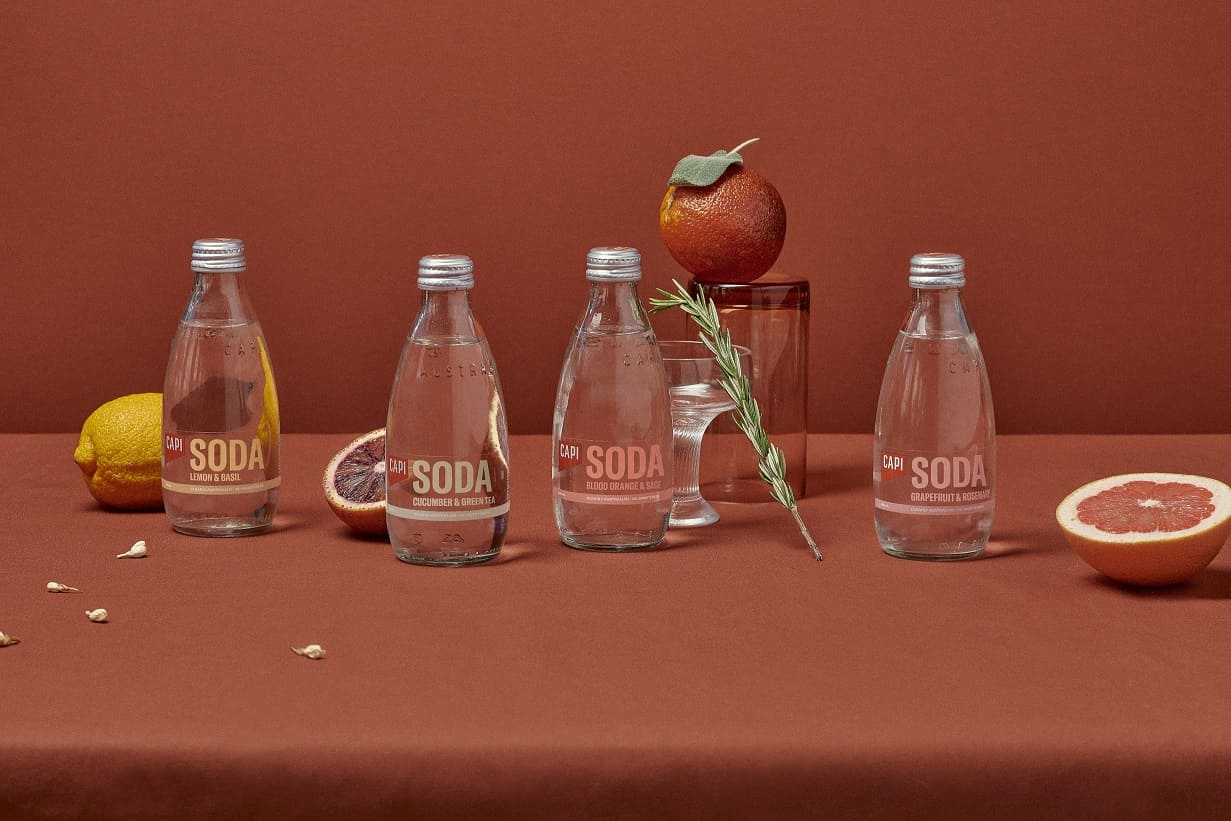 Soda bottles on a table