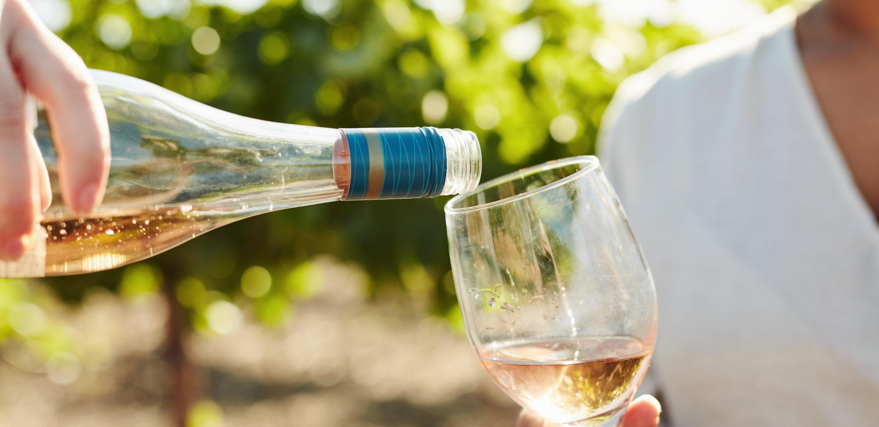 Wine being poured into wine glass