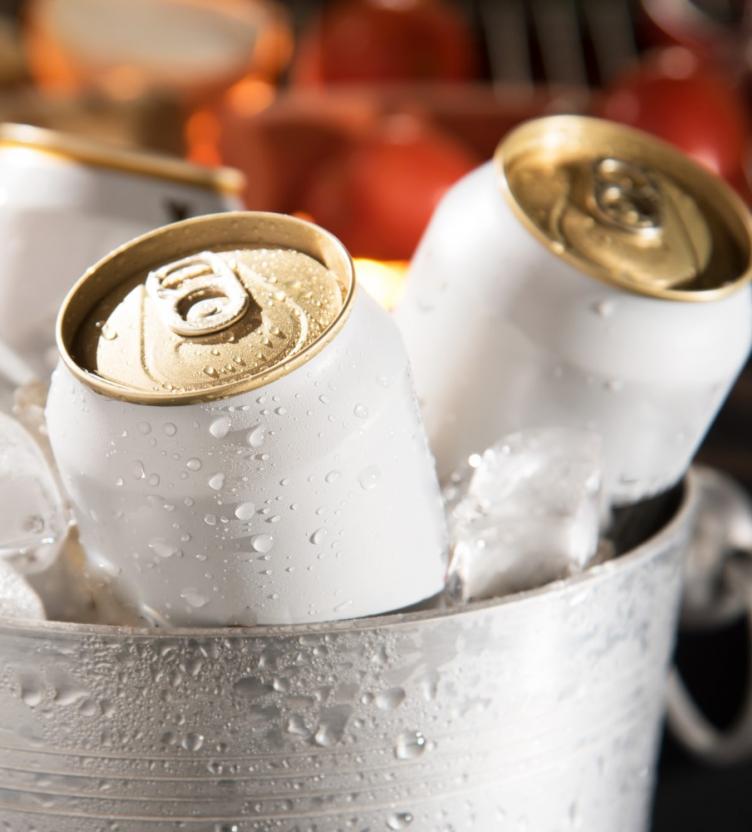 Cans in ice bucket 