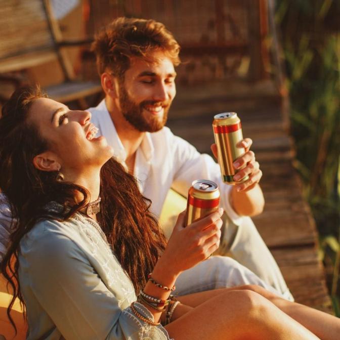 2 People Enjoying Drinks