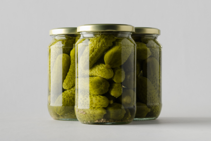 Glass jars with pickles